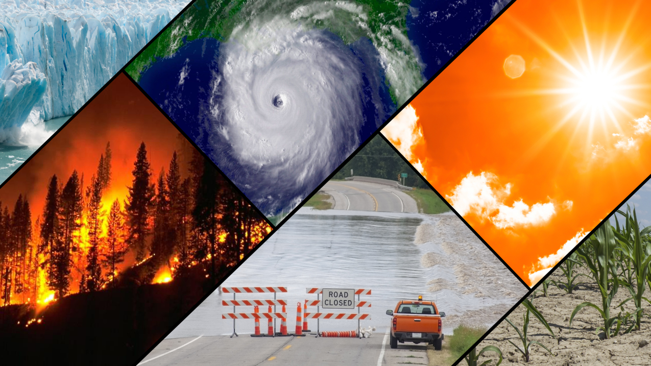 A picture depicting several natural disasters.